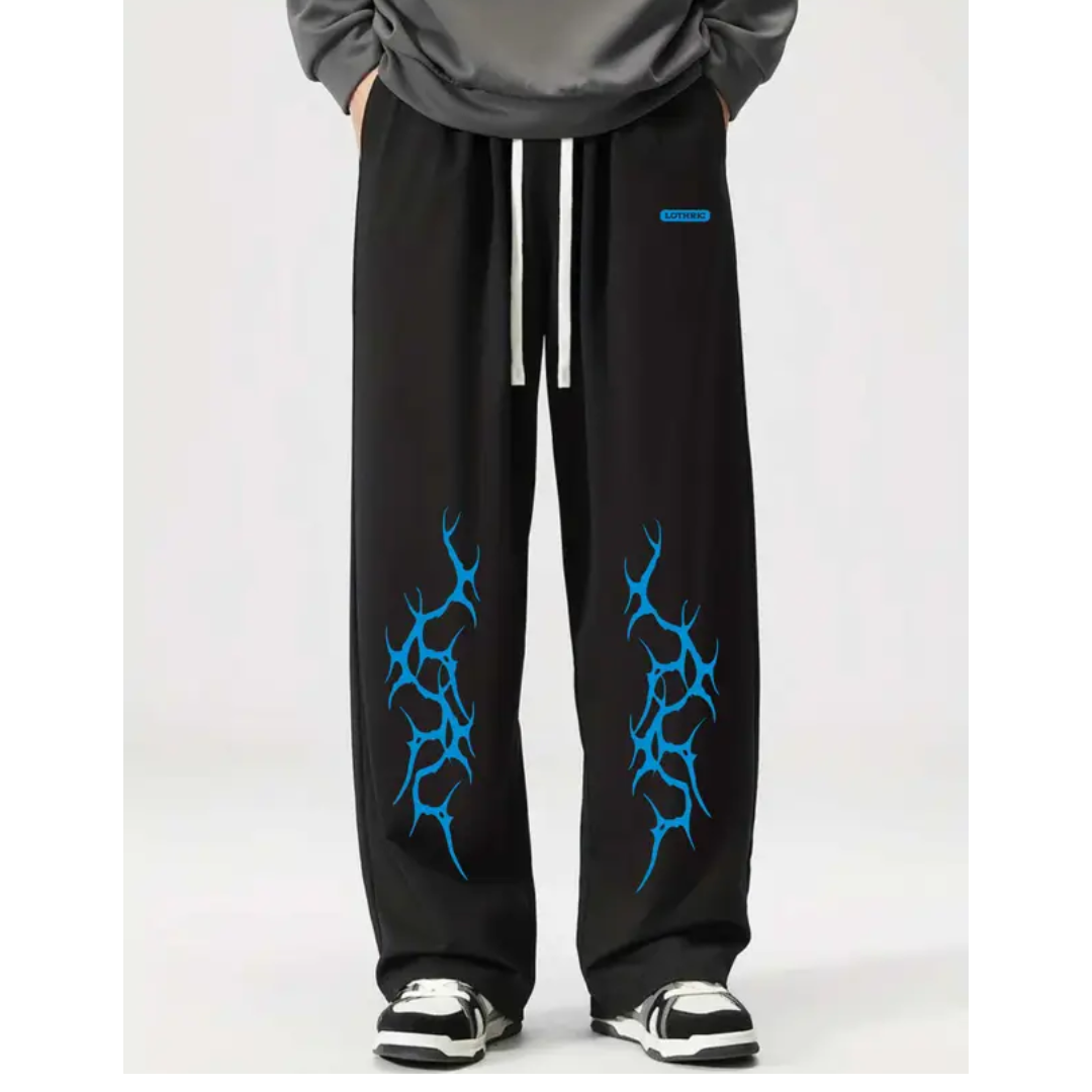 Men Printed Black Track Pants